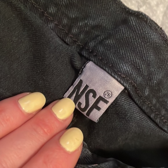 NSF Black Distressed Jean Shorts with Black and White Beading Sz 26 - Picture 2 of 4